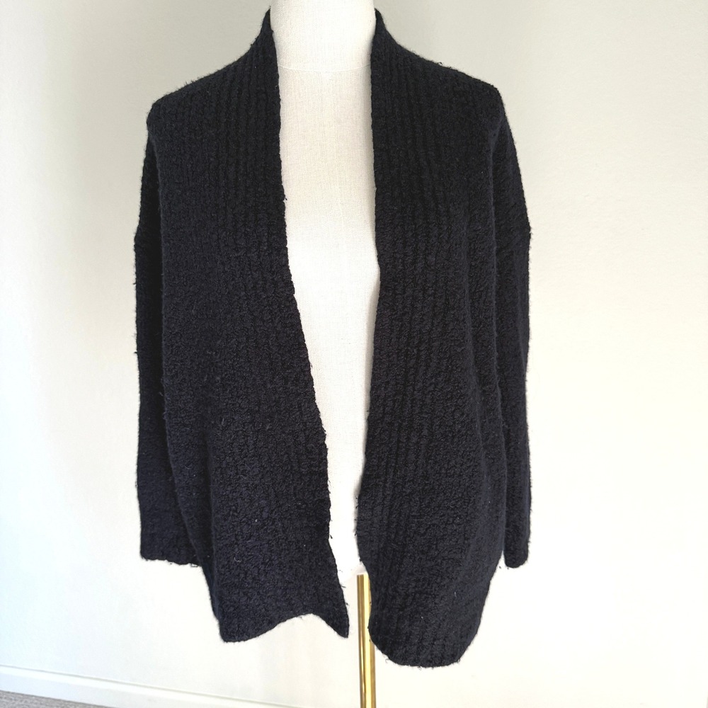 Vince Black Textured‎ Boucle Cardigan Sweater Wool Cashmere Silk Blend Medium